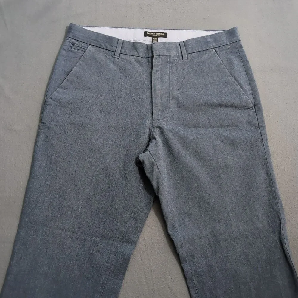 Banana Republic Men 31X30 (33X27) Blue Straight Fit Oxford Dress Pants